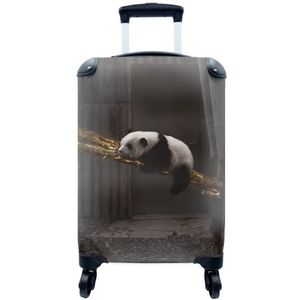 MuchoWow® Koffer - Panda - Goud - Zwart - Past binnen 55x40x20 cm en 55x35x25 cm - Handbagage - Trolley - Fotokoffer - Cabin Size - Print