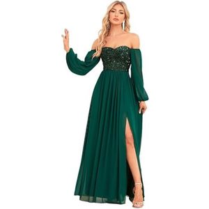 Vrouwen Party Cocktail Club Jurk, Knie-Lengte Avondjurken Bruiloft, Elegante Cocktail Jurk(Green,XL)