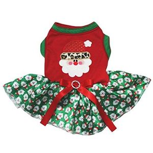Petitebelle Luipaard Kerstman Gezicht Katoen Shirt Tutu Puppy Hond Jurk