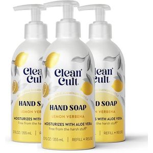 Cleancult Citroenverbena - Hydraterende handzeep - navulbare aluminium fles - gemaakt met aloë vera - voedt en hydrateert voor de droge en gevoelige huid, 350 ml