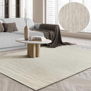 the carpet Boho natuur Wool handgeweven wollen tapijt in natuurlijke Scandinavische boho-look, handgemaakt voor een unieke stijl, crème, 160 x 230 cm