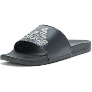 adidas Unisex Adilette Comfort Slide Sandal, Black/Silver Pebble/Black, 16 US Men