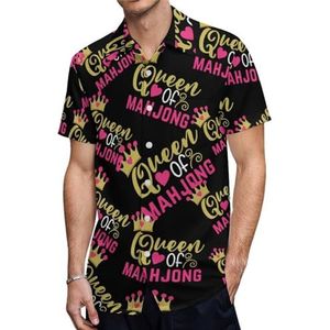 Mahjong Queen Heren Shirts met korte mouwen, casual button-down tops T-shirts, Hawaiiaanse strandT-shirts, L