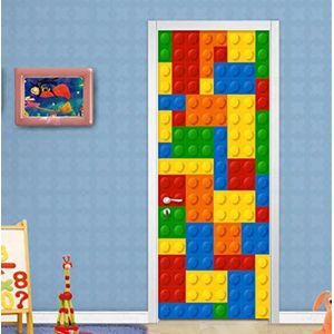 PVC Zelfklevende Waterdichte 3D Stereo Lego Bricks Deur Sticker Kids Slaapkamer Woonkamer Home Decor Decal Milieuvriendelijke Behang