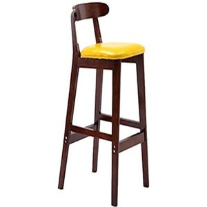 Barkruk, Massief Houten Barkruk Met Leren Kussen, Moderne En Eenvoudige Barstoel, Zithoogte 62 Cm, Geschikt For Keuken, Lounge, Bar, Kantoor, Enz (Color : Yellow, Size : 44x40x81cm)