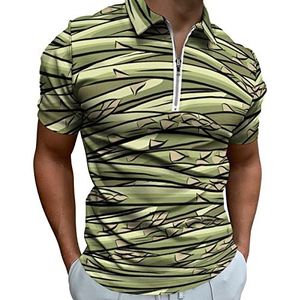 Asperges Patroon Heren Poloshirt met Rits T-shirts Casual Korte Mouw Golf Top Classic Fit Tennis Tee