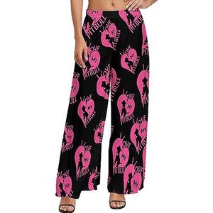 I Love My Pitbull Heart casual loungebroek met wijde pijpen voor dames, comfortabele losse joggingbroek, joggingbroek