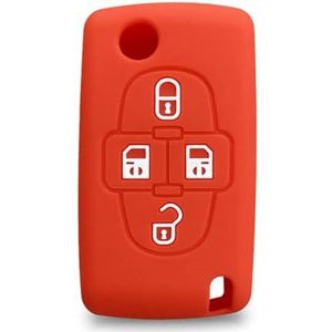 YCSYHQM Siliconen autosleutelhanger beschermhoes skin voor Peugeot autosleutel 4 knoppen voor Peugeot 1007 807 Lancia Phedra sleutelhoes voor Citroën C8-rood