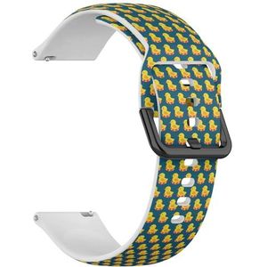 RYANUKA Compatibel met Ticwatch GTH 2 / Pro 3 / Pro 2020 / Pro S/GTX (gele rubberen eend) 22 mm zachte siliconen sportband armband band, Siliconen, Geen edelsteen