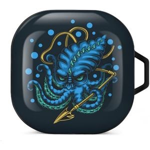 Monster Kraken Kleur Oordopjes Hoesje Compatibel met Samsung Hard Shell Beschermhoes Zwart-Stijl