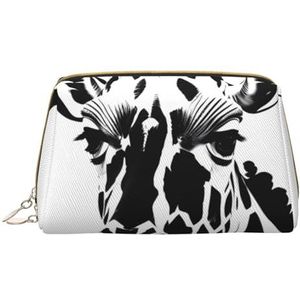 Zwarte en witte giraffe draagbare cosmetische tas, reistas, uniseks, ritssluiting, geschikt voor dagelijks gebruik, Wit, Eén maat