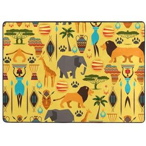 Afrika olifant print gebied tapijten, woonkamer vloermatten loper tapijt niet-overslaan kinderkamer mat spelen tapijt - 148 x 203 cm