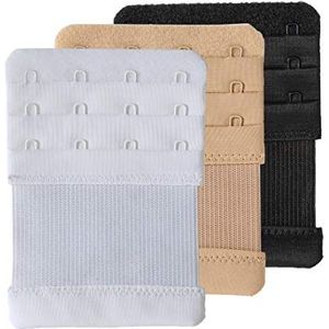 SAMGU Beha-extenders voor dames, 2 haken, 3 haken, 4 haken, 5 haken, 6 haken, zachte rekbare rug-beha-verlengband, 4 haak 3/4"" afstand, veelkleurig, one size