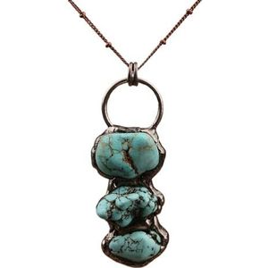 Spiritual Buddha Head Pendant Necklace For Women Bronze Antique Natural Stones Meditation Necklace Jewelry Gift (Color : Style 4 Turquoise)