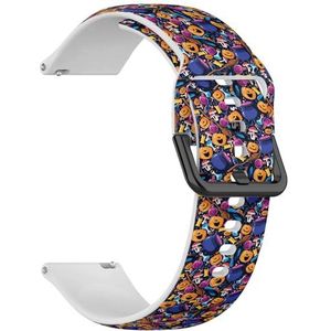 RYANUKA Compatibel met Ticwatch Pro 3 Ultra GPS/Pro 3 GPS/Pro 4G LTE / E2 / S2 (Halloween Multicolor Paarse Pompoen) 22 mm zachte siliconen sportband armband band, Siliconen, Geen edelsteen