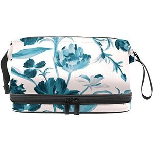 Dubbele Laag Cosmetische Tas Bloem Draagbare Make-up Tas Reizen Organizer Pouch Voor Vrouwen Meisjes Toiletries Tassen, Meerkleurig, 27x15x14 cm/10.6x5.9x5.5 in, Make-up zakje