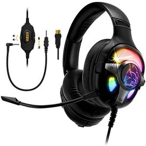 Empire Gaming – WarCry G-W10 Gamer Headset RGB -7.1 Virtual Surround Sound Sofware inbegrepen Geluidwerend -PS4, PS5, Xbox One/Series, PC, MAC-Afstandsbediening -Omnidirectionele, afneembare microfoon