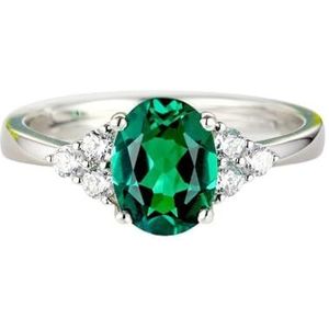 Blauwe mode gesimuleerde smaragd edelsteen diamanten ring dames retro open groene jaspis ring rode armband (Color : Green_Adjustableopening)
