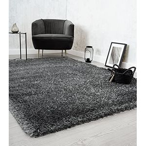 the carpet Willow Langpolig tapijt, hoogpolig, woonkamer, slaapkamer, modern, zacht, mat, effen, antraciet, 160 x 230 cm