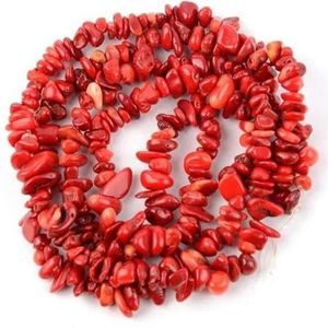 Natuursteen Chip kralen 3-5-8-12mm onregelmatige kiezel kralen voor sieraden maken vrije vorm kralen DIY ketting armband 15''-rood koraal-8-12mm