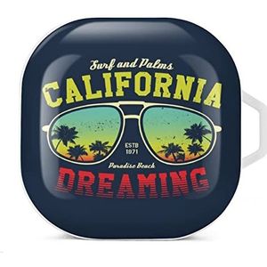 California Surfer Tee Grafische Oordopjes Hoesje Compatibel met Samsung Hard Shell Beschermhoes Wit-Stijl