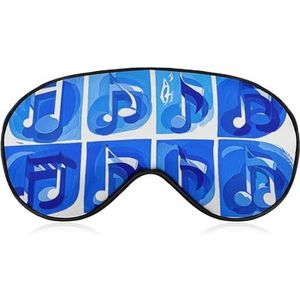 Comfortabel oogmasker voor slaap, blauwe muzieknoten, bedrukte lichtblokkerende oogbedekking met verstelbare riem, ooglapjes, blinddoek voor kantoor, dutje en reizen