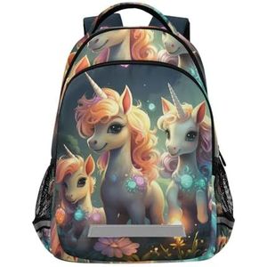 Paard Baby Unicorn Pop Star Rugzak Kinderen Meisjes Jongens Schoolrugzak met Reflectoren Daypack Reistas voor Dames Heren, Schattige mode, 29.5 X 17.5 X 42.5 cm