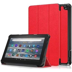 Case for Kindle Fire 7 2022 Release Case 7.0 Inch Tri-Fold Smart Tablet Case,Ultra Slim Lichtgewicht Stand Case Hard PC Back Shell Folio Case Cover,Auto Sleep/Wake Tablet Case Tablet hoes (Color : Ro