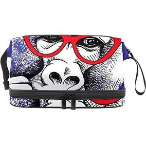 Grote capaciteit reizen cosmetische tas,Aap Paars,Make-up tas,Waterdichte make-up tas Organizer, Meerkleurig, 27x15x14 cm/10.6x5.9x5.5 in