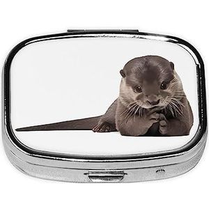 Leuke Otter1 Pillendoos Rechthoek Pillendoosje 2 Compartiment Geneeskunde Pil Organizer Draagbare Reizen Pillendoos Geneeskunde Vitamine Kabeljauw Leverolie Opbergdoos Leuke Unieke Gift Organizer