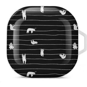 Luiaard Streep Oordopjes Hoesje Compatibel met Samsung Hard Shell Beschermhoes Wit-Stijl