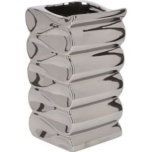 KOTARBAU�® Bloempot bloemenvaas van keramiek zeegolven geglazuurd 26 cm zilver