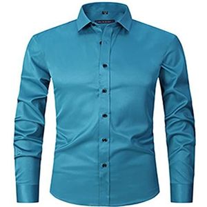 Heren Overhemd Met Normale Pasvorm Effen Kreukvrij Casual Business Lange Mouwen Overhemden Met Knopen heren t-shirt (Color : Blue C, Size : 4XL)