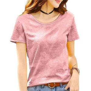 MiqiZWQ Women's t shirts Ladies Short Sleeve T-Shirt Loose Breathable Pure Cotton T-Shirt Casual Top Women’S Tshirt-B-4Xl