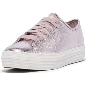 Keds Drievoudige kick leren sneaker voor dames, medium, Mauve Metallic, 39 EU