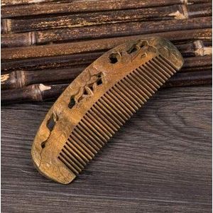 WEKOW 1 STKS Kleur Veranderende Groene Sandelhout Kam Hele Houtsnijwerk Bloem Carving Jade Sandelhout Antistatische (7)