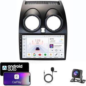 9 Inch Autoradio Compatibel voor Nissan Qashgai 2006-2013 met GPS Navigatie CarPlay Android Auto Acht-Core 4G Bluetooth WiFi MirrorLink Stuurwiel Afstandsbediening(T1 4 Core Wifi 1G+16G)