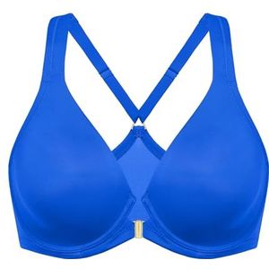 DELIMIRA Women's Front Closure Racerback Naadloze Beugel Ongevoerde Plunge Full Coverage Bra Fonkelend blauw 80G