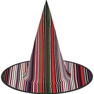 SSIMOO Gekleurde strepen verticale Halloween-feesthoed, grappige Halloween-hoed, brengt plezier op het feest, maak je de focus van het feest
