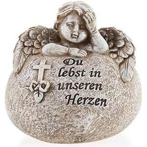 Relaxdays gedenksteen kat - creme herdenksteen huisdier - grafsteen