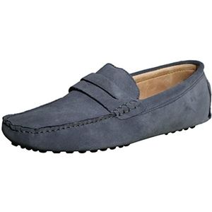 Jamron Heren Suède Lederen Penny Loafers Comfort Rijden Schoenen Mocassin Slippers Grijs 2088 EU47