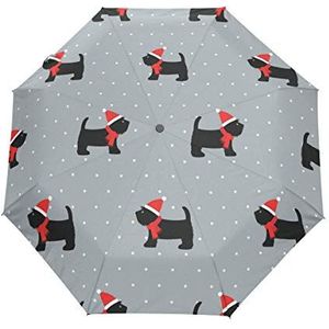 Jeansame Hond Puppy Polka Dots Grijs Winter Kerstmis Nieuwjaar Vouwen Compacte Paraplu Automatische Regen Paraplu's voor Vrouwen Mannen Kid Jongen Meisje