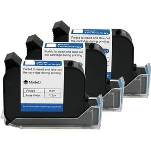 12,7 mm draagbare thermische inkjetprinter Sneldrogende oplosmiddelinktcartridge Ongecodeerde draagbare printer Zwarte inkt voor Tekst Barcode Datum Tijd, etc(3PCS)