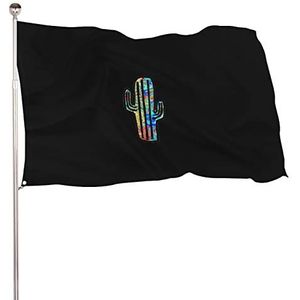 Tie Dye Cactus Cactus Cactussen Grappige Vlaggen Banner met Messing Doorvoertules voor Buiten Binnenshuis Tuin 61 x 89 cm
