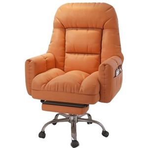 Relaxfauteuil Game Computerstoel Thuiskantoor Bureaustoelen Rugleuning Lift Luie Bank for Woonkamer, Gaming Stoelen Comfortabele Kantoor Bureaustoelen(Orange,With footrest)