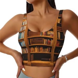 Boeken Print Casual Wear Vrouwen Sport Vest Yoga Vest Workout Vest Voor Vrouwen Lichtgewicht Trendy, Zwart, S