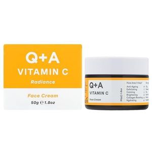 Q+A Vitamin C Radiance Cream - Hydraterende, Anti-Aging Gezichtscrème met Collageen-Boosting Vitamine C, Elasticiteit Verbeterende Centella Asiatica & Antioxidant-Rijke Tropische Fruit 50g