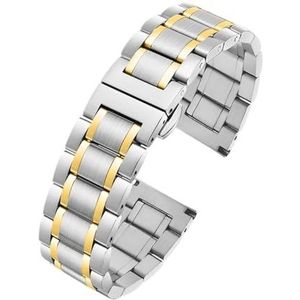 Fit For Seiko Timex Citizen Casio Curved End Stainless Steel Strap Men 20mm 22mm Metal Watchband Watch Chain Bracelet (Color : C Silver golden, Size : 20mm)