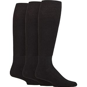 IOMI Kniehoge diabetische 3-pack bamboe niet-elastische sokken - extra breed, zachte top, niet-bindend, voor gezwollen voeten, Zwart, 43-45 EU