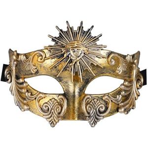 JewelryWe Venetiaans maskerade-masker voor heren: goud, antiek, Griekse Romeinse zonnegod, maskerbal, gezichtsmasker, gezichtsmasker, voor carnaval, Halloween, cosplay, feest, Kerstmis